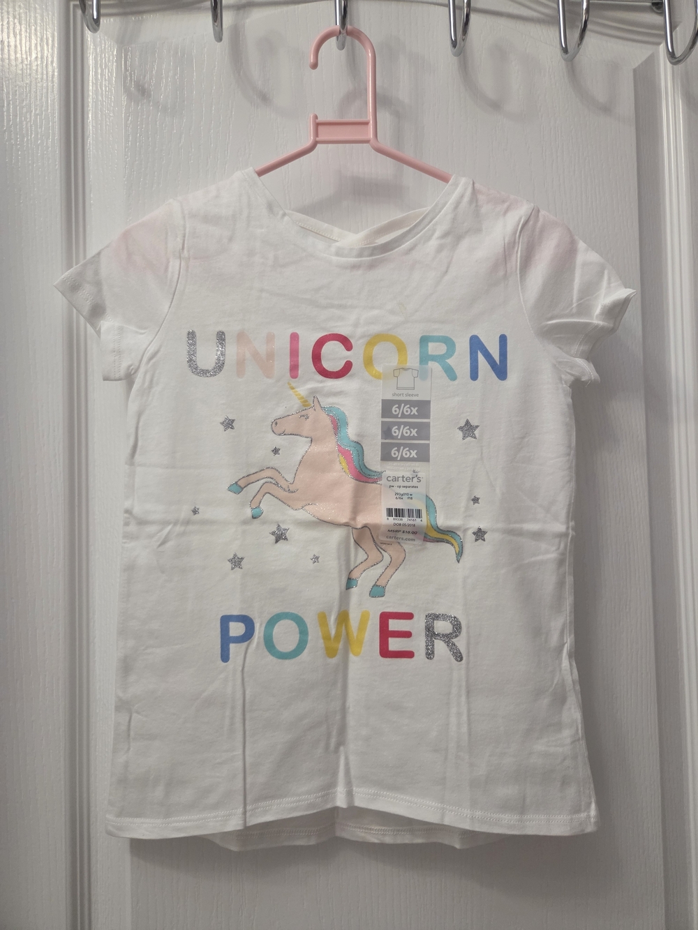 Carter's White "Unicorn Power" Short Sleeve Tee